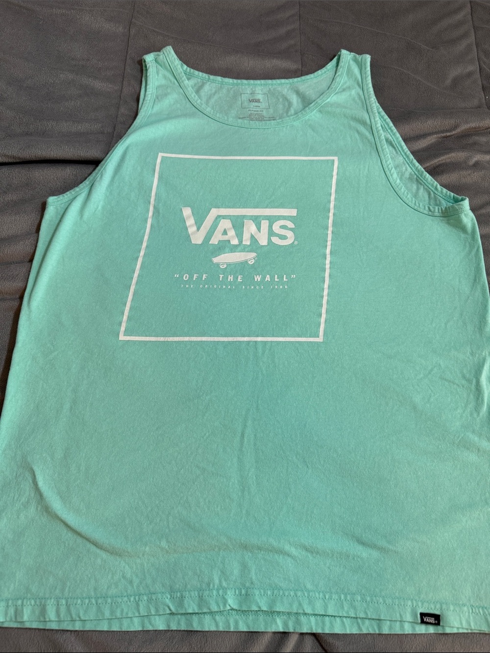 Vans summer Mint Green Logo muscle  beach Tank Sz L